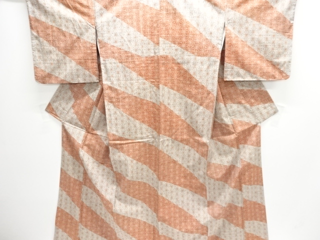 麻の葉模様織り出し手織り紬着物